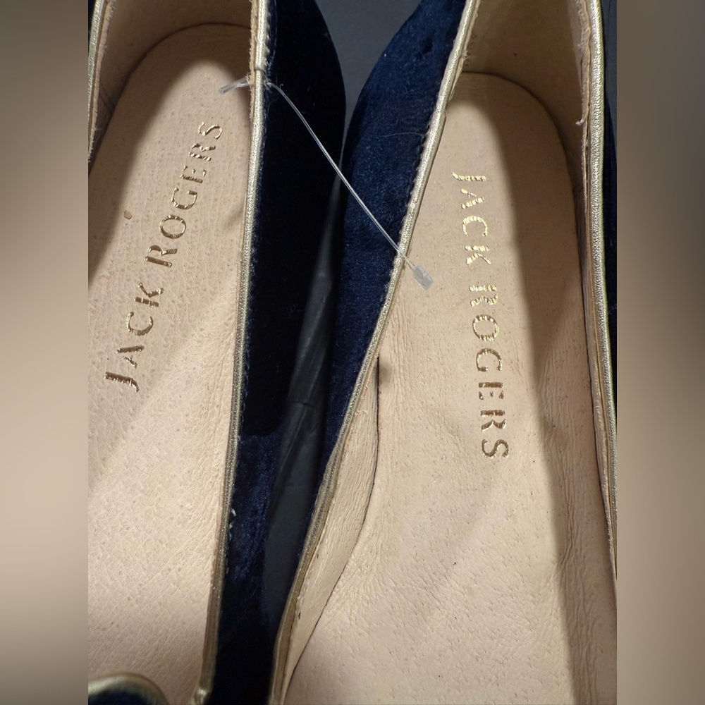Jack Rogers Jeweled Rondelle Loafer Sz 6 Blue Velvet Rhinestone Pearl Stunning - Picture 3 of 10
